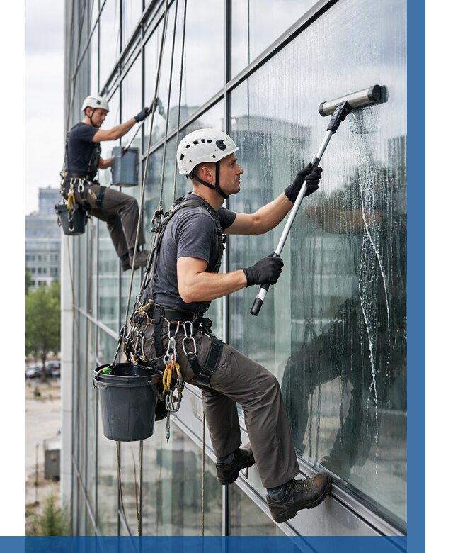 Мойка витражей альпинистами в Крымске от 725 р. под ключ|ВЫСОТНИК-Крм