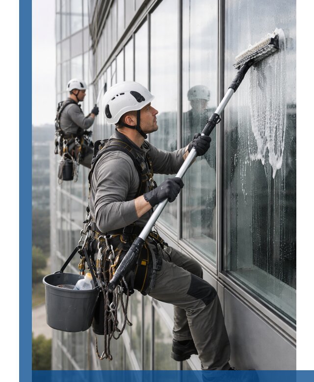 Высотная мойка сплошного остекления с выездом в Крымске