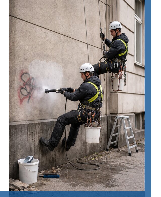 Удаление граффити с фасада в Крымске от 4663 р. | ВЫСОТНИК-Крм