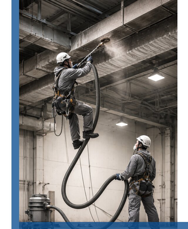 Обеспыливание потолочных конструкций в Крымске промышленным альпинизмом