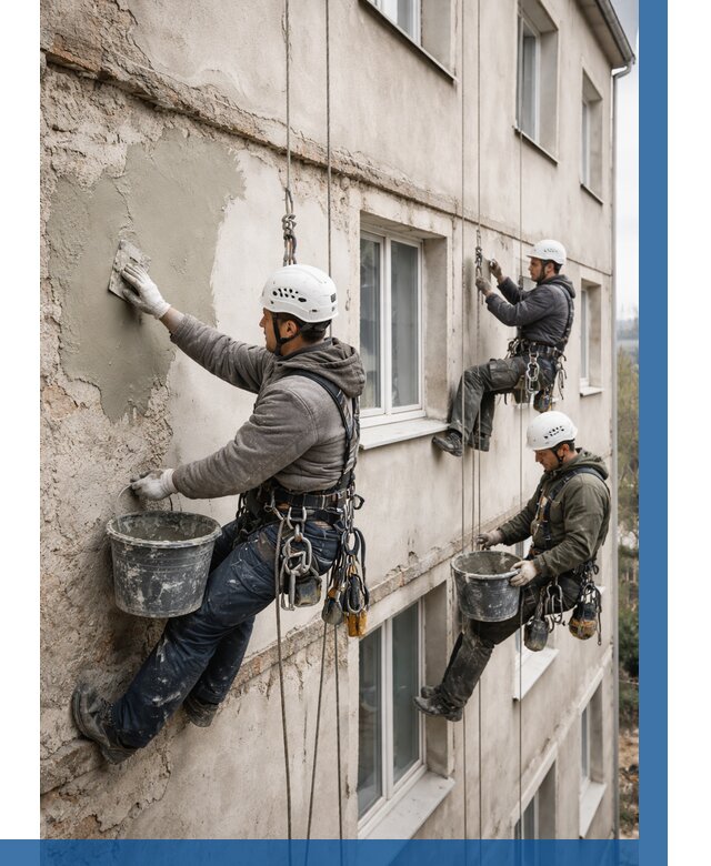 Ремонт штукатурного фасада в Крымске от 777 р. под ключ | ВЫСОТНИК-Крм