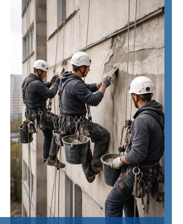 Ремонт бетонных элементов фасада в Крымске от 2591 р. | ВЫСОТНИК-Крм