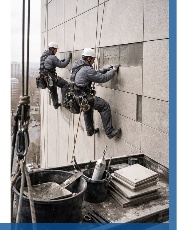 Ремонт фасада из керамогранита в Крымске от 2591 р. | ВЫСОТНИК-Крм