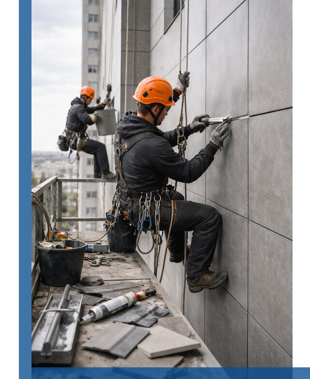 Профессиональный ремонт фасада из керамогранита в Крымске