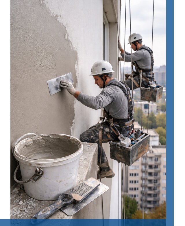 Шпаклевка фасада на высоте в Крымске от 725 р. | ВЫСОТНИК-Крм