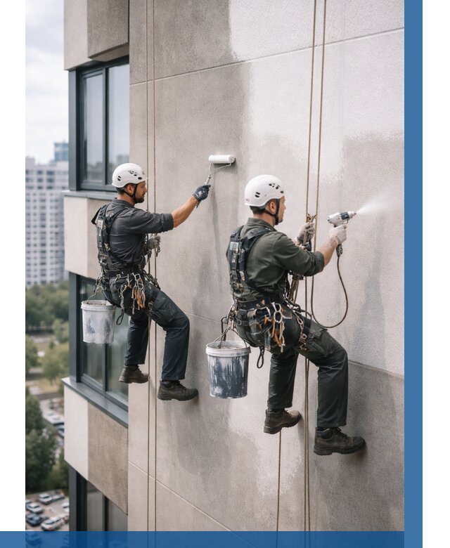 Покраска фасада альпинистами в Крымске от 311 р. | ВЫСОТНИК-Крм