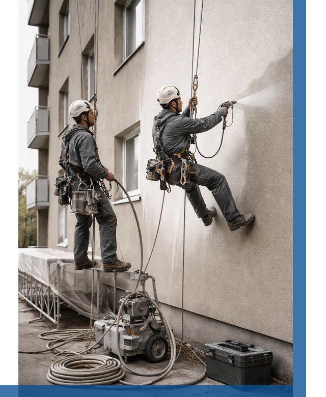 Безвоздушная покраска фасада в Крымске от 228 р/м² | ВЫСОТНИК-Крм