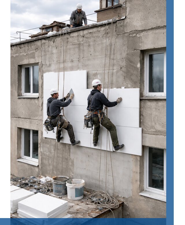 Утепление фасада пенополистиролом в Крымске от 1865 р. | ВЫСОТНИК-Крм