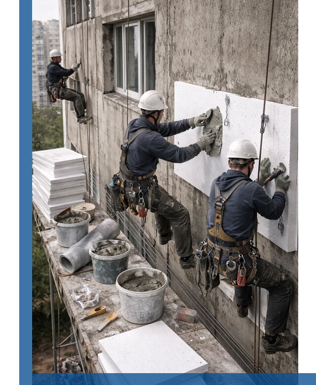 Утепление фасада пенополистиролом в Крымске под ключ