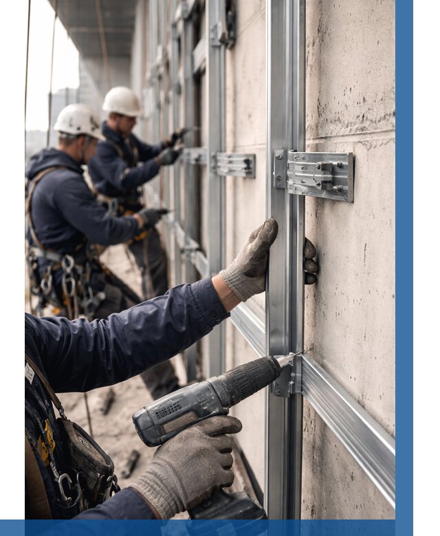 Монтаж подсистемы вентфасада в Крымске от 881 р. | ВЫСОТНИК-Крм