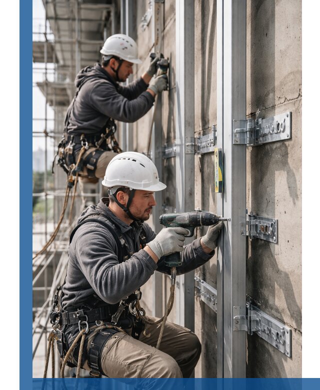 Монтаж и крепление подсистемы вентфасада в Крымске