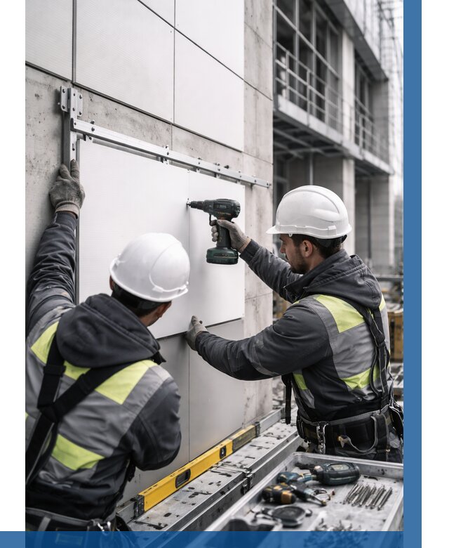 Монтаж композитных панелей фасада в Крымске от 2591 р. | ВЫСОТНИК-Крм