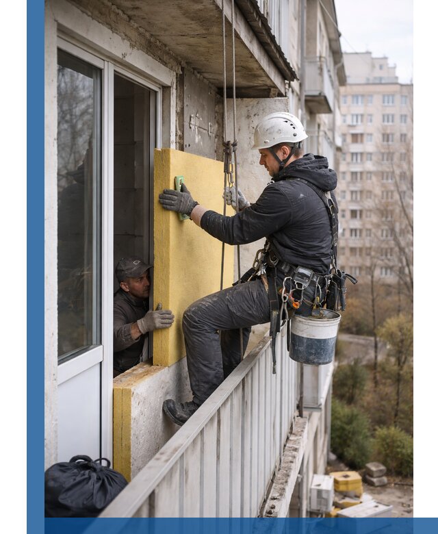 Профессиональное утепление балкона снаружи в Крымске под ключ