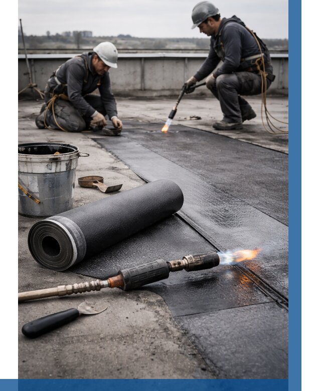 Ремонт рулонной кровли в Крымске от 674 р. | ВЫСОТНИК-Крм