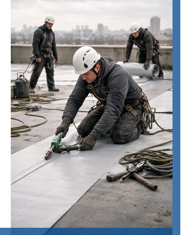 Ремонт мембранной кровли в Крымске от 1865 р./м2 | ВЫСОТНИК-Крм