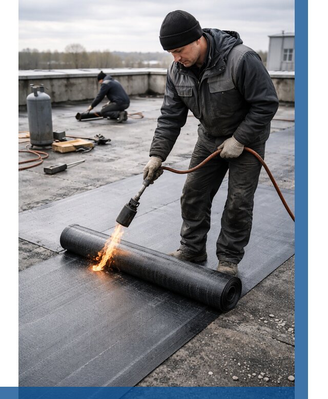 Ремонт наплавляемой кровли в Крымске от 725 р. | ВЫСОТНИК-Крм