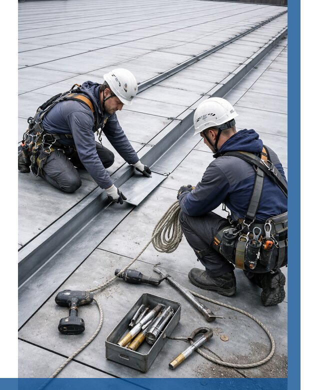 Ремонт фальцевой кровли в Крымске от 725 р. | ВЫСОТНИК-Крм