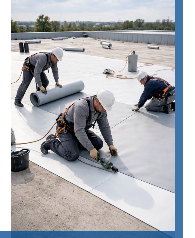 Монтаж мембранной кровли под ключ в Крымске от 1244 р. | ВЫСОТНИК-Крм