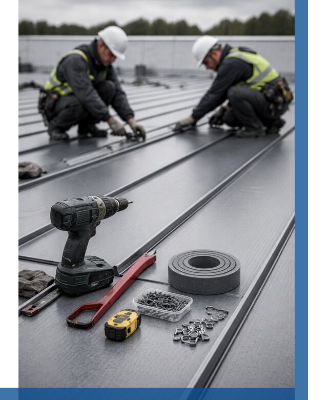 Монтаж фальцевой кровли в Крымске от 1865 р. | ВЫСОТНИК-Крм