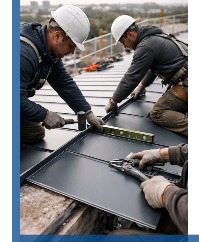 Монтаж фальцевой кровли в Крымске для промышленных зданий