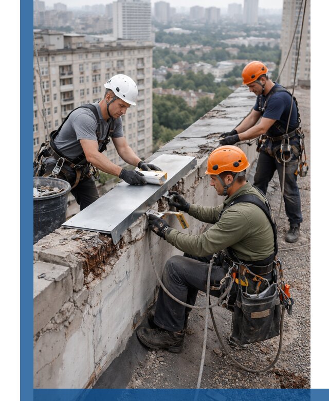 Ремонт парапета на кровле в Крымске, высотные работы с гарантией