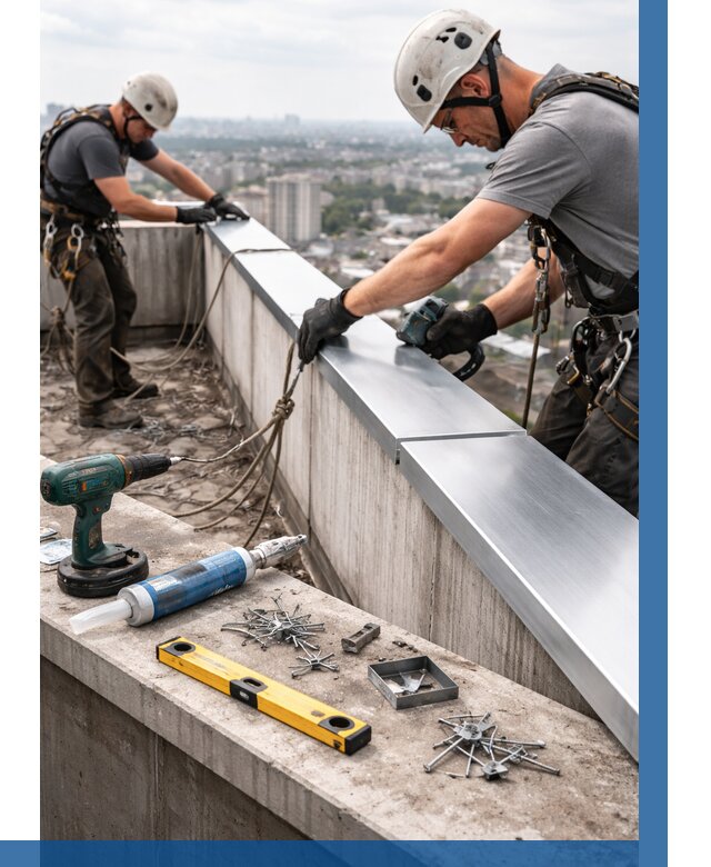 Монтаж парапетных крышек в Крымске от 829 р. | ВЫСОТНИК-Крм