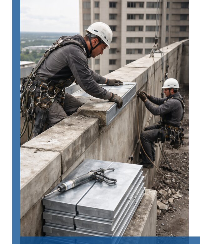 Замена парапетных крышек и установка новых в Крымске