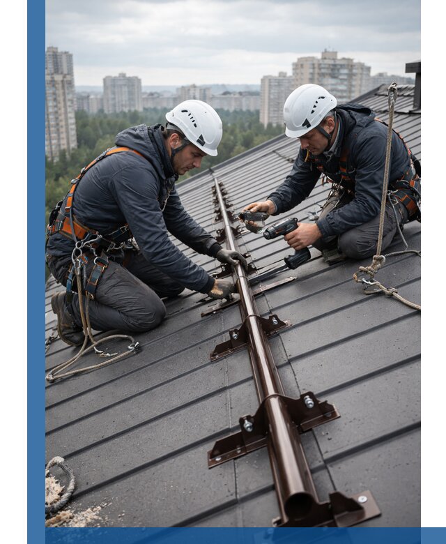 Монтаж снегозадержателей на кровле зданий в Крымске под ключ