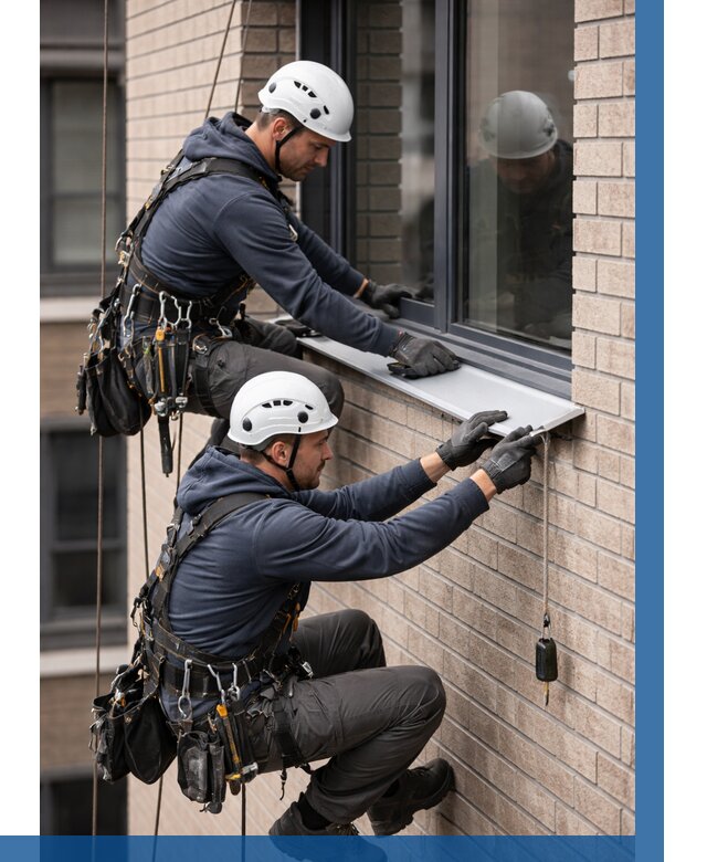 Монтаж оконных отливов под ключ в Крымске от 3627 р. | ВЫСОТНИК-Крм