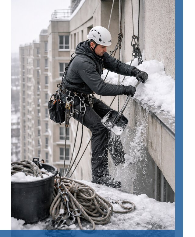 Очистка карнизов от снега в Крымске от 311 р. | ВЫСОТНИК-Крм