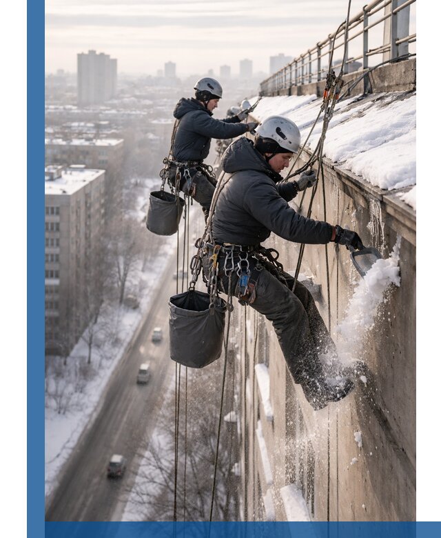 Очистка карнизов от снега в Крымске профессионально и безопасно