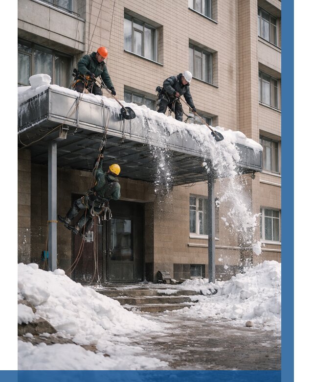 Очистка козырьков от снега в Крымске от 3627 р. | ВЫСОТНИК-Крм