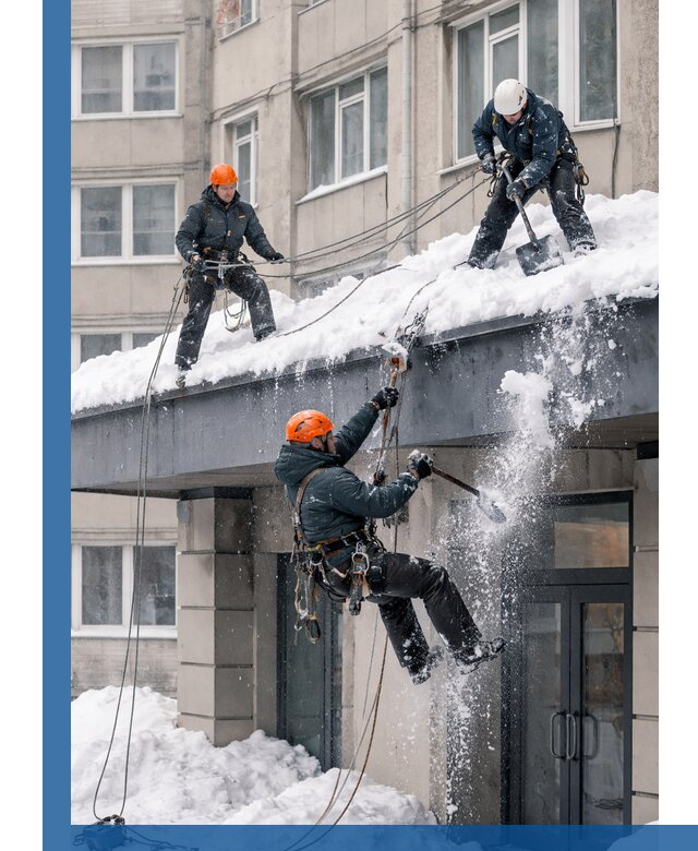 Безопасная очистка навесов от снега в Крымске круглогодично