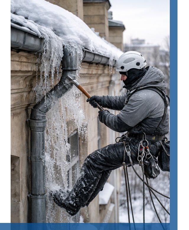 Очистка водостоков от льда в Крымске от 3627 р. | ВЫСОТНИК-Крм