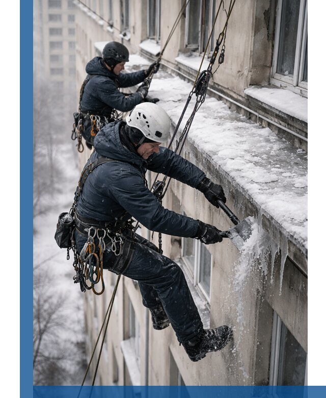 Удаление наледи и сосулек с карнизов в Крымске профессионально