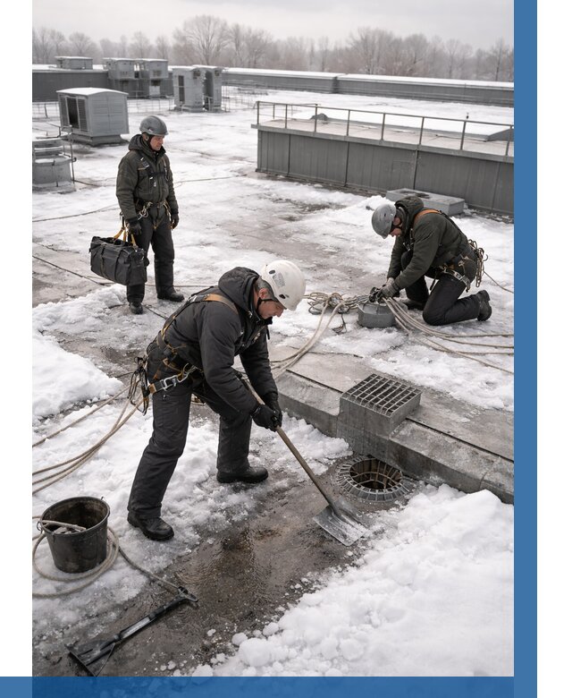 Абонентское обслуживание кровли зимой в Крымске от 8290 р. | ВЫСОТНИК-Крм