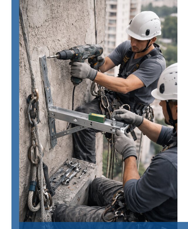 Установка кронштейнов кондиционера и крепежа в Крымске