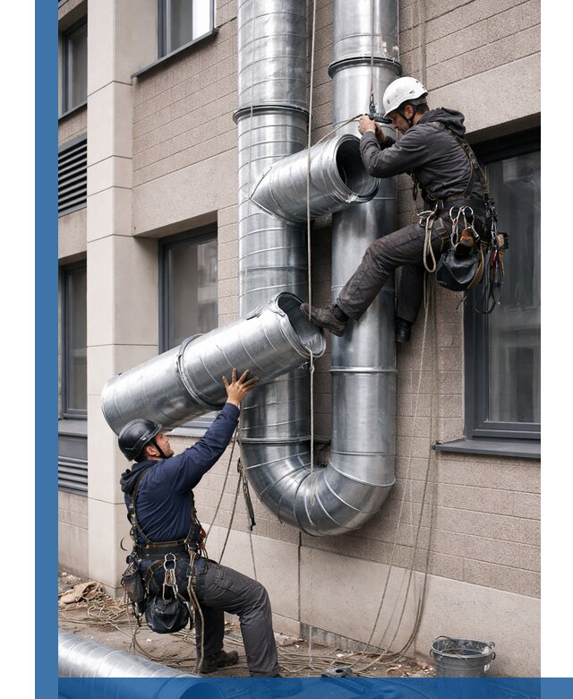 Монтаж фасадных воздуховодов в Крымске с герметизацией и крепежом