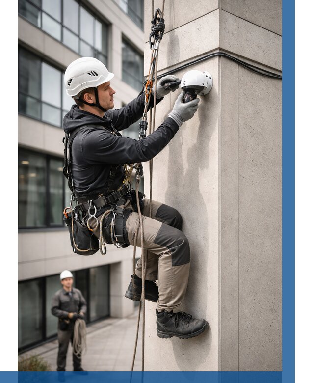 Монтаж камер видеонаблюдения на фасаде в Крымске от 8809 р.-ВЫСОТНИК-Крм