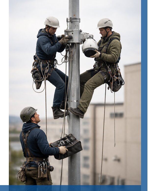 Установка видеокамер на мачте в Крымске от 8809 р. | ВЫСОТНИК-Крм