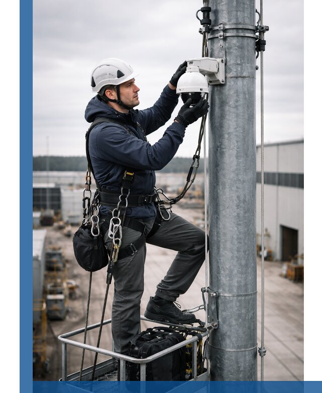 Профессиональная установка видеокамер на мачте в Крымске