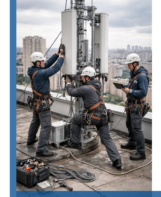 Монтаж антенн связи на крыше в Крымске с вводом в эксплуатацию