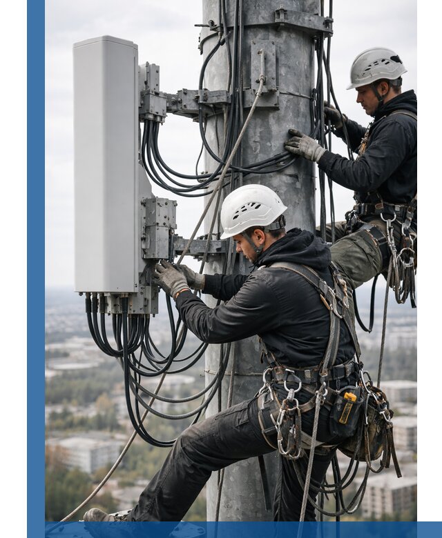 Монтаж оборудования связи на мачте в Крымске с пусконаладкой