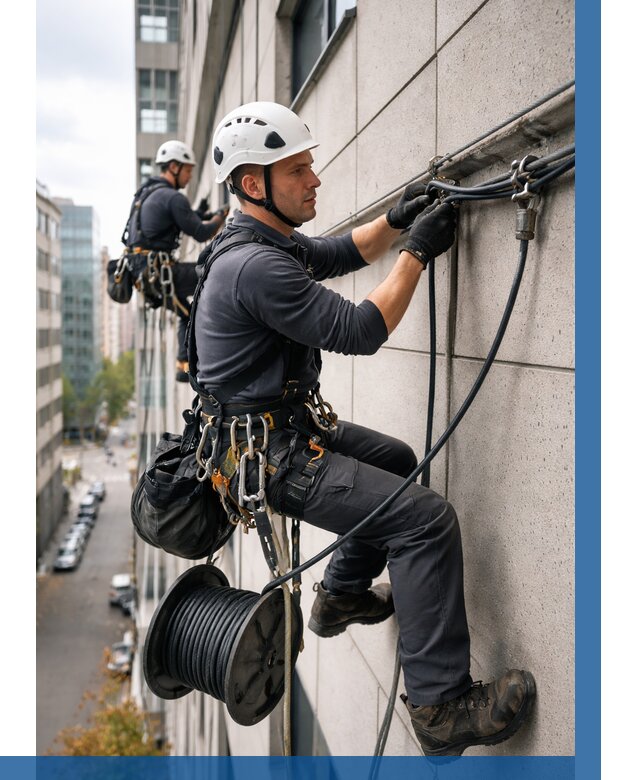 Прокладка кабеля по фасаду в Крымске от 363 р. | ВЫСОТНИК-Крм