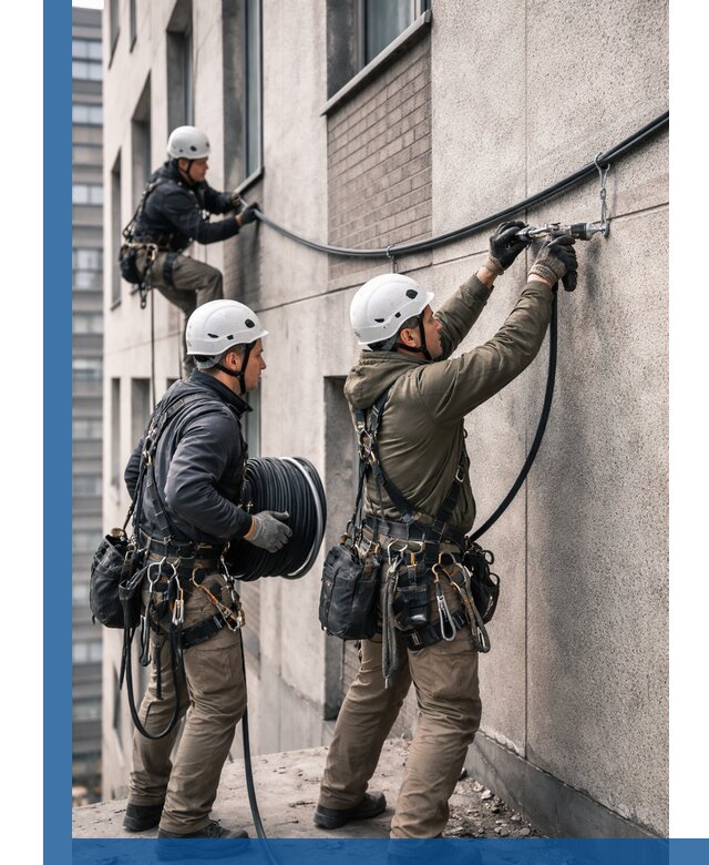 Прокладка кабеля по фасаду в Крымске, профессиональный монтаж