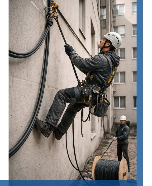 Протяжка кабеля питания на высоте в Крымске от 466 р. | ВЫСОТНИК-Крм