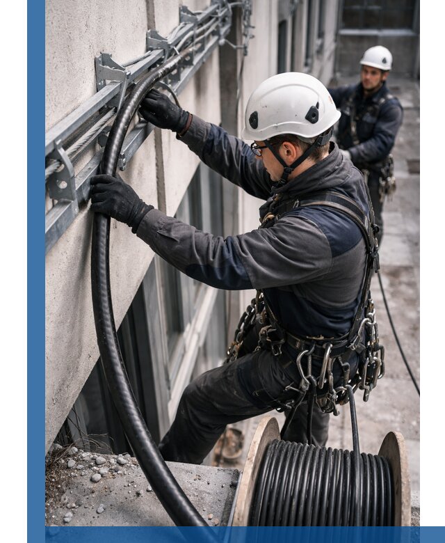 Протяжка кабеля питания на высоте в Крымске с гарантией безопасности и качества