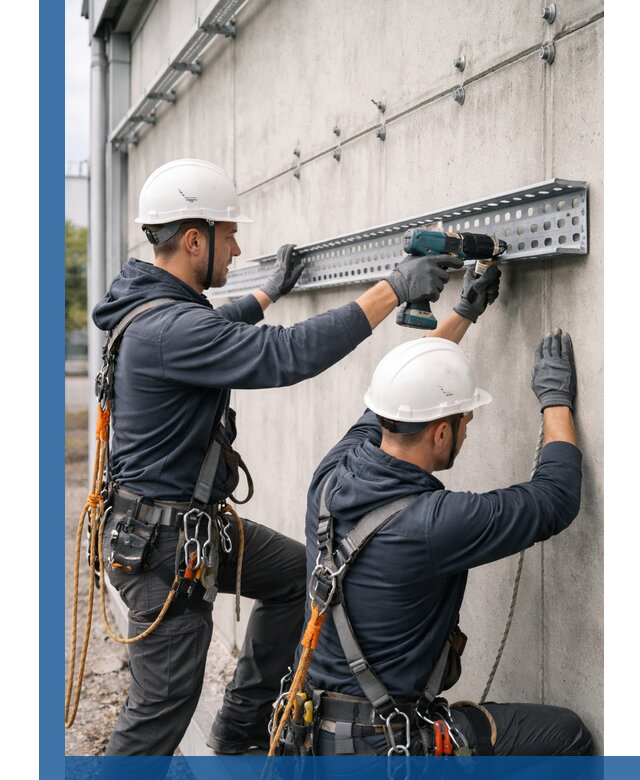 Монтаж кабельных лотков на фасаде зданий в Крымске с гарантией