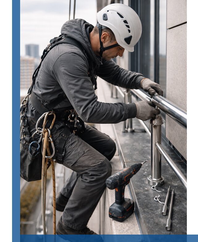 Монтаж ограждений на высоте в Крымске для зданий и конструкций