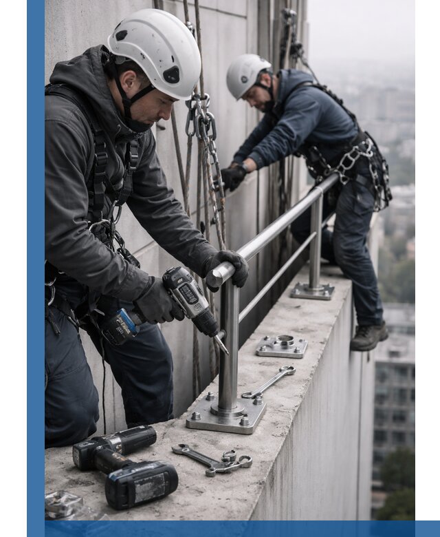 Монтаж перил на высоте в Крымске для жилых и промобъектов